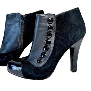 Victorian Leather & Suede 7 Buttons Regency Whimsygoth 4" Heels Boots